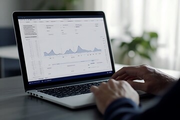 Corporate financial strategy on a laptop screen