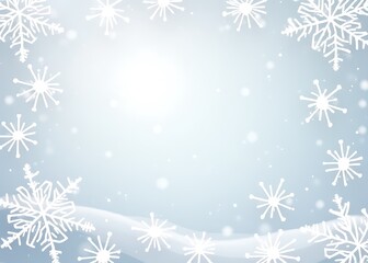 Vector illustration of white snowflakes with Christmas motifs and winter elements featuring geometric designs on a snowy isolated background.
