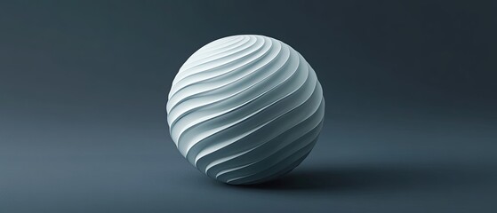 Fototapeta premium Abstract white sphere with swirling, textured surface against a dark background.