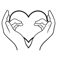 Minimalistic Hands Forming a Heart Design in Black and White.