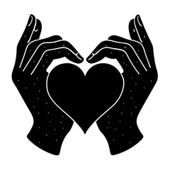 Sophisticated Minimal Linework of Hands in a Heart Gesture