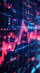 Abstract digital background with red and blue colors of a stock market graph