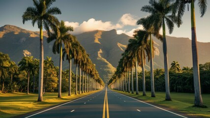 Fototapeta premium Palm Tree Road to Paradise 