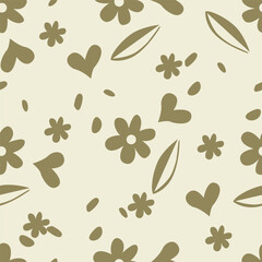 Seamless pattern with leaves and flowers. 