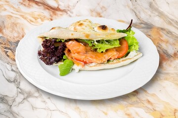 Grilled tasty fresh Panini with vegetable
