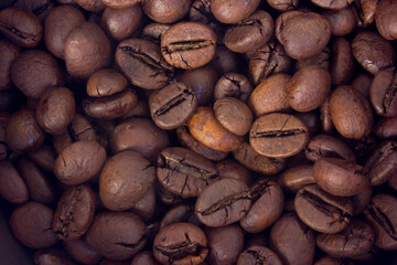 Close up coffee beans background.