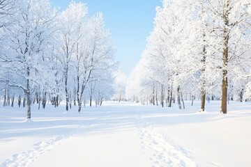Snowy Path Through a Winter Wonderland.