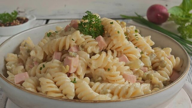 Klassischer Nudelsalat mit Fleischwurst