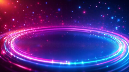 Obraz premium Abstract glowing circular light design with pink and blue hues