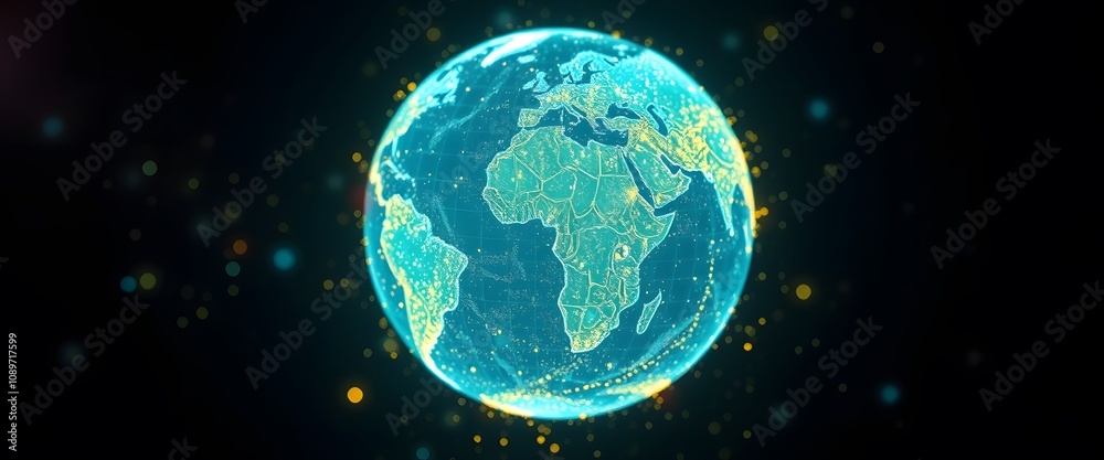 Poster A Vigorously Vibrant Planet Dissolving into Ethereal Particles with Glowing Effects Imagery for Science and Art Projects