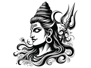 Mahadev Shilloutee with white Background 