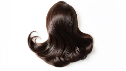 Obraz premium Brown wavy hair on white background flowing gently