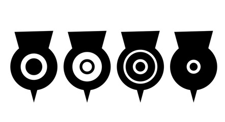 Four Unique Circular Symbols with Concentric Circles and Dots For Abstract Backgrounds