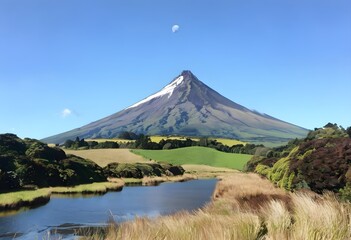 Fototapeta premium A view of Mount Taranaki in New Zealand