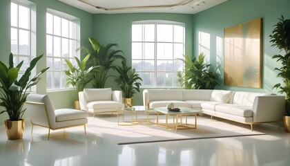 Fototapeta premium Photo interior modern design room 3d illustration 