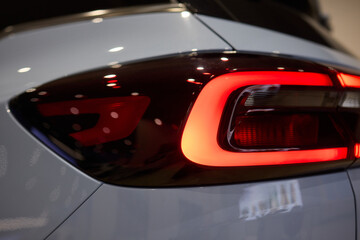 Closeup of a cars automotive tail brake light
