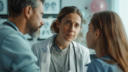 Obraz premium Veterinarian Consults Pet Owner on X-Ray Findings in Modern Clinic Setting