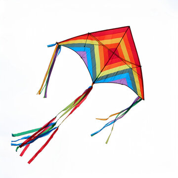 Pipa colorida voando no ar, isolada em fundo branco, Brincadeira de crian&ccedil;a, soltar pipa, pandorga, papagaio., Raia, Curica, C&acirc;ngula, Jamanta, Pepeta, Casqueta, Cometa, Chambeta.