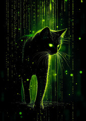 generative illustration. technologies of the future. cat coder