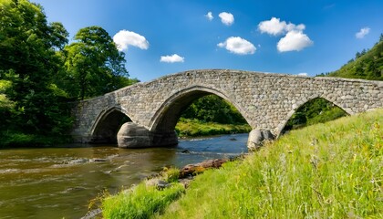 Fototapeta premium A view of a Stone Bridge over a fast flowing river