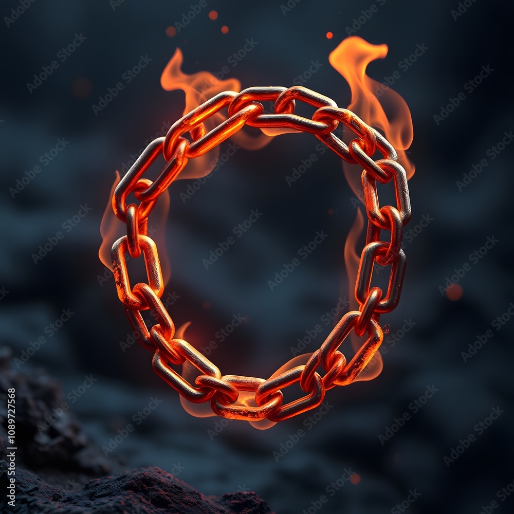 Poster Captivating Fire Chain: A Dazzling Display of Light Emanating from a Series of Interconnected Flames for Artistic and Promotional Uses