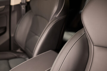 Obraz premium Discover the Stylish Car Interior with Premium Leather Seats for elegance and comfort