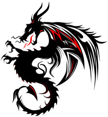 Obraz premium Dragon tribal tatouage tattoo dessin