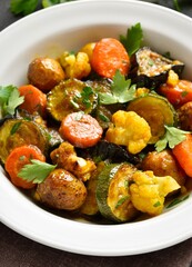 Stewed vegetables on plate