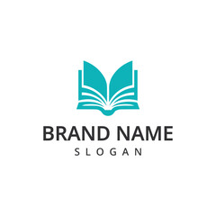 Book logo design template, education icon illustration