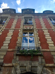 Naklejka premium French Brick Building Facade Window