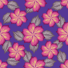 Obraz premium Beautiful little flower pattern on purple background. Sweet flower pattern is perfect for dress.