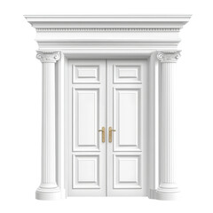 Fototapeta premium Elegant Double Door with Ornate Columns