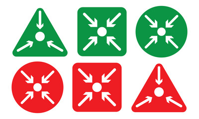 Assembly Point Icon Set. Emergency fire meeting vector symbol in a black filled and outlined style. Safety Gather Sign.