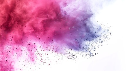 Obraz premium A vibrant explosion of pink and blue smoke, creating a dynamic and artistic visual effect.