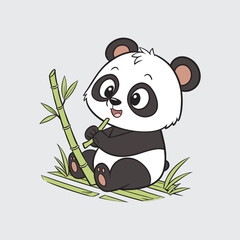 Adorable Panda Eating Bamboo