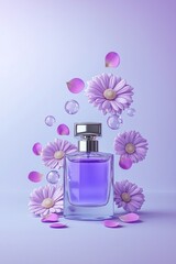 Elegant Perfume Bottle with Purple Flowers