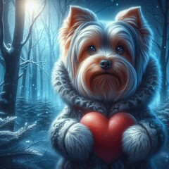 Naklejka premium Yorkshire Terrier mit Herz