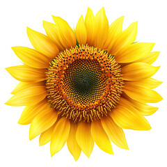 Fototapeta premium Bright sunflower with detailed petals, isolated on transparent cutout background