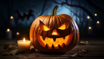 Fototapeta premium halloween pumpkin on a black background
