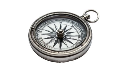 Silver compass isolated on white background