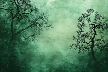 Textured green background with subtle glowing tree shapes