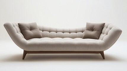 Fototapeta premium One white sofa in a minimalist design isolated on white background