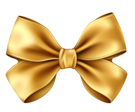 Złota kokarda na przezroczystym tle. Walentynki, urodziny, prezent, dekoracja.	