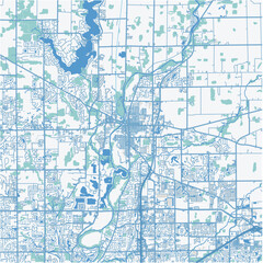 Naklejka premium Map of Noblesville in Indiana in a professional blue style. Contains layered vector with roads water, parks, etc.