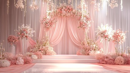Luxurious wedding stage with stunning floral arrangements photos
