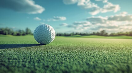 Golf ball sitting on the green of a golf course