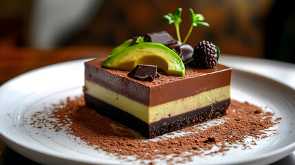 Visually Stunning Avocado Chocolate Cheesecake Captured in Natural Light: A Perfect Dessert for Social Media