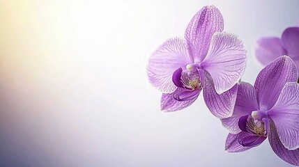 Naklejka premium A cluster of purple blossoms sits atop a blue-white table, adjacent to a blue-white wall