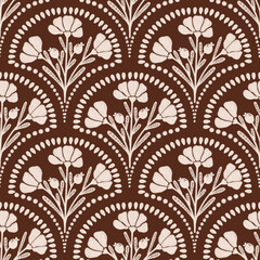 Arabesco florido marrom estampa padr&atilde;o sem emenda