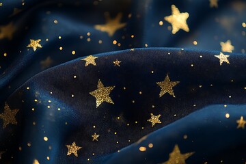 Fototapeta premium Navy with soft golden stars for a Christmas theme